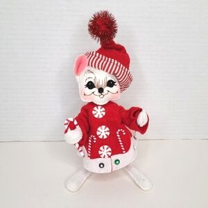 Annalee Adorable Peppermint Candy Cane Mouse Figure RARE HTF